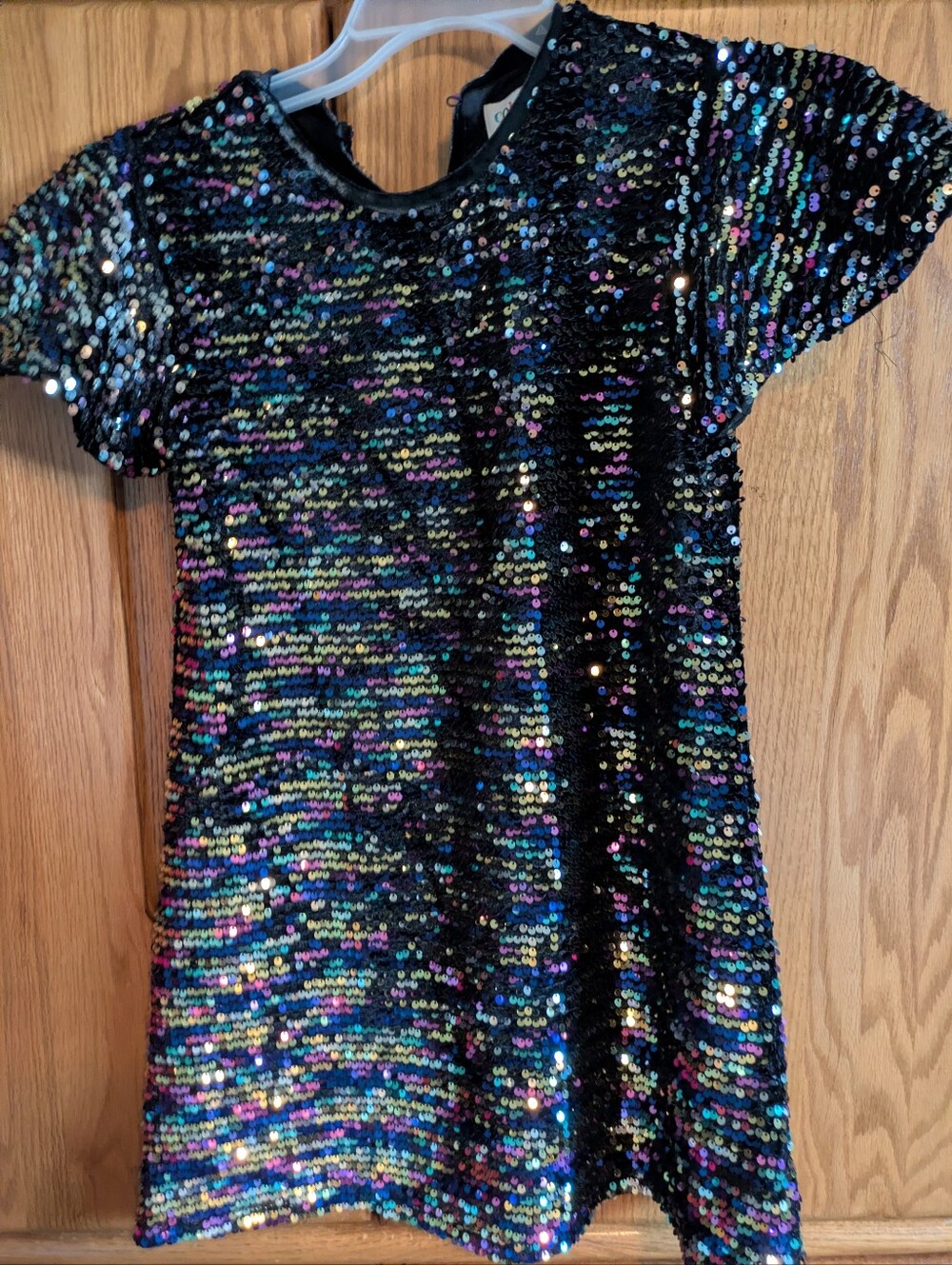 Black Multicolor Sequin Short Sleeve Party Dress